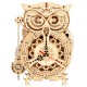 Maquette bois Horloge hibou animée