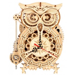 Maquette bois Horloge hibou animée