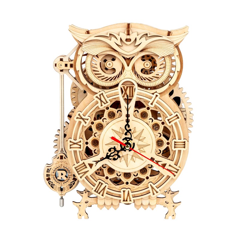 Maquette en bois Horloge hibou animée - La Magie des Automates