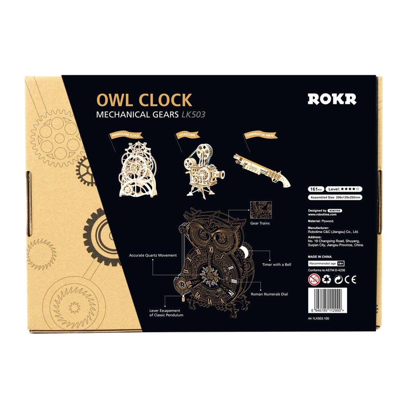 Owl Clock Maquette Bois, Puzzle 3D Bois