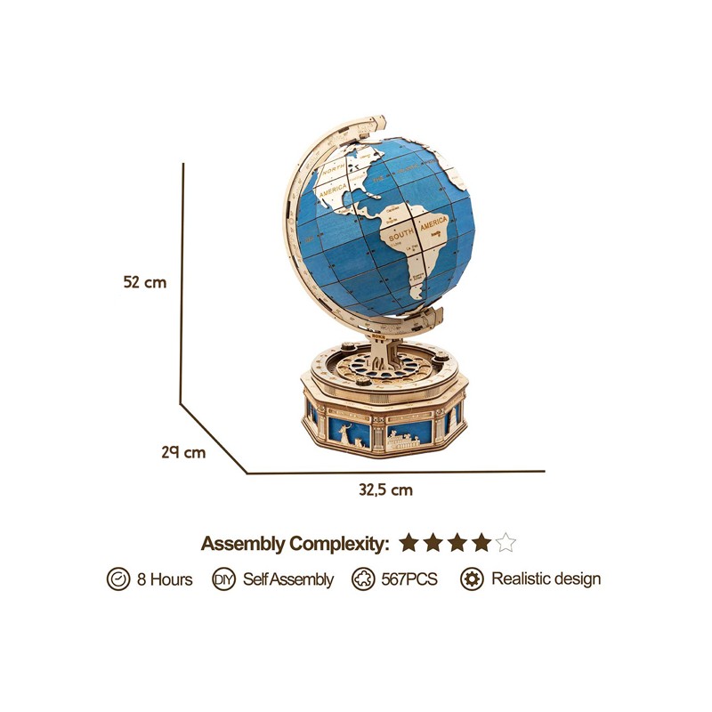 Maquette globe lumineux en bois