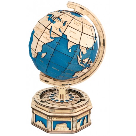 Maquette en bois globe terrestre coloré animé