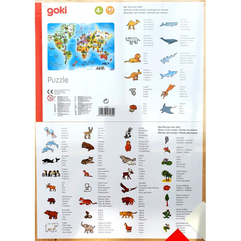 Puzzle en bois 192 pièces carte du monde enfant. Jeu mappemonde