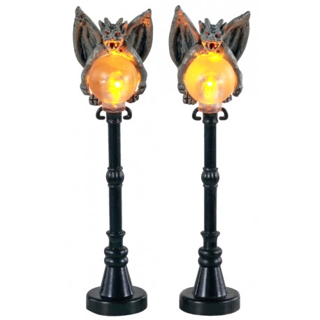 Lampadaires avec gargouilles lumineux Lot 2 Lemax Halloween