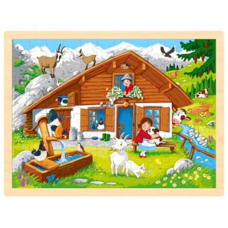 Puzzle cadre enfant en bois Montagne 96 pièces