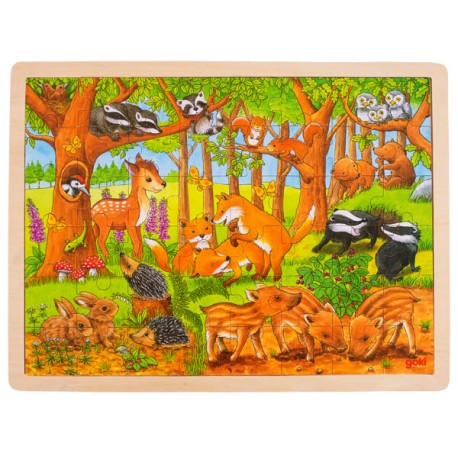 Puzzle cadre enfant en bois Animaux de la forêt 48 pièces