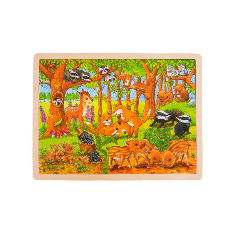 Puzzle cadre enfant en bois Animaux de la forêt 48 pièces - La