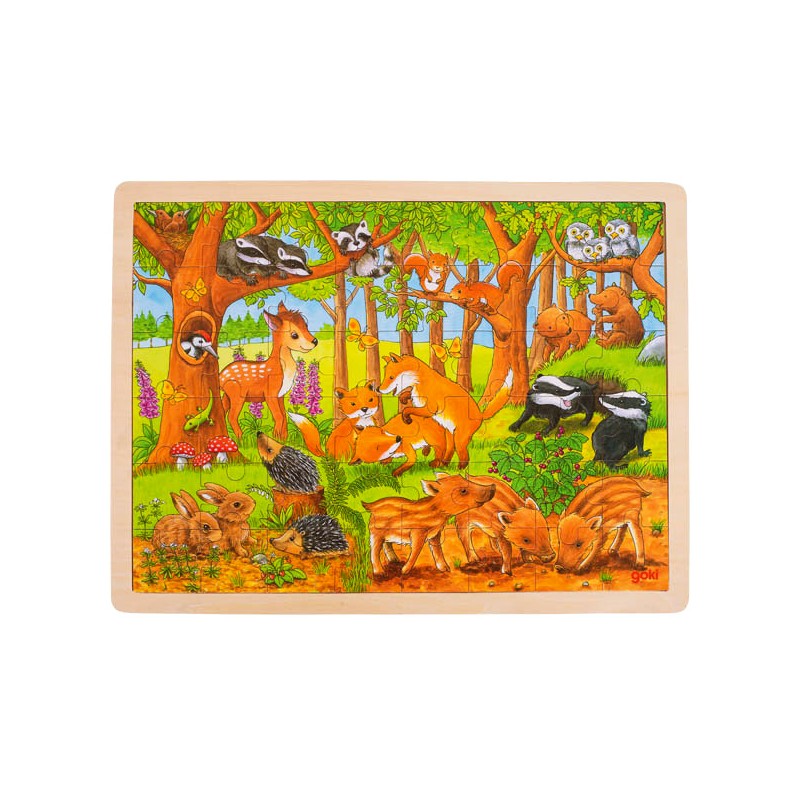 Puzzle Jeunes Animaux Sauvages cadre en bois