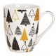 Tasse Noël sapins noir et doré porcelaine 30 cl