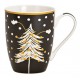Tasse Noël sapin noir doré porcelaine 30 cl