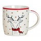 Tasse Noël Renne rouge doré porcelaine 35 cl