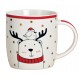 Tasse Noël Elan rouge doré porcelaine 35 cl
