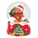 Boule à neige Noël ourson sapin résine 9 cm