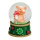 Boule à neige cochon champignon résine 6 cm
