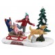 Enfants et leur chien avec luge Lemax Vail Village
