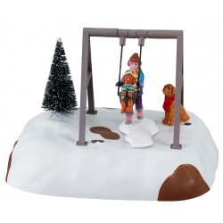 Scène animée Balançoire Enfant et chiens Lemax Harvest Crossing