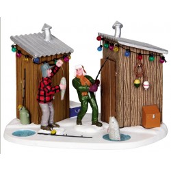 Amis qui pêchent dans la neige Lemax Vail Village