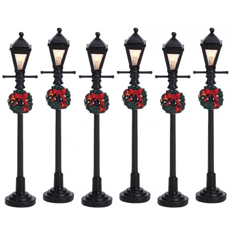 Lampadaires décorés lumineux Lot de 6 Lemax Caddington