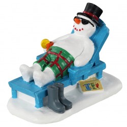 Bonhomme de neige sur chaise longue Lemax