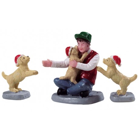 Garçon et chiots Lots de 3 Lemax