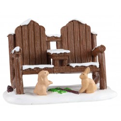 Banc en bois enneigé Lemax Vail Village