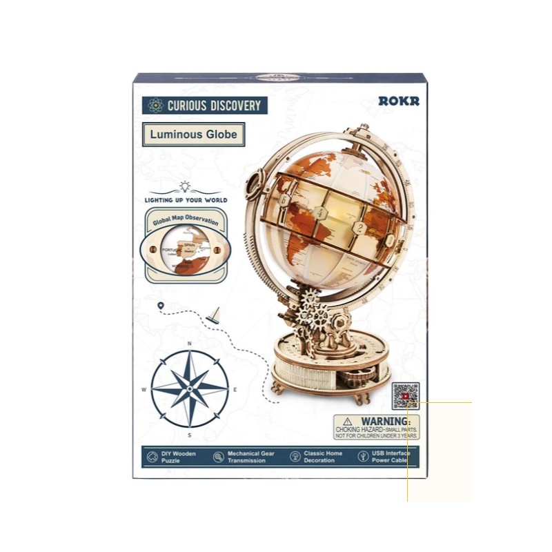 Maquette globe lumineux en bois