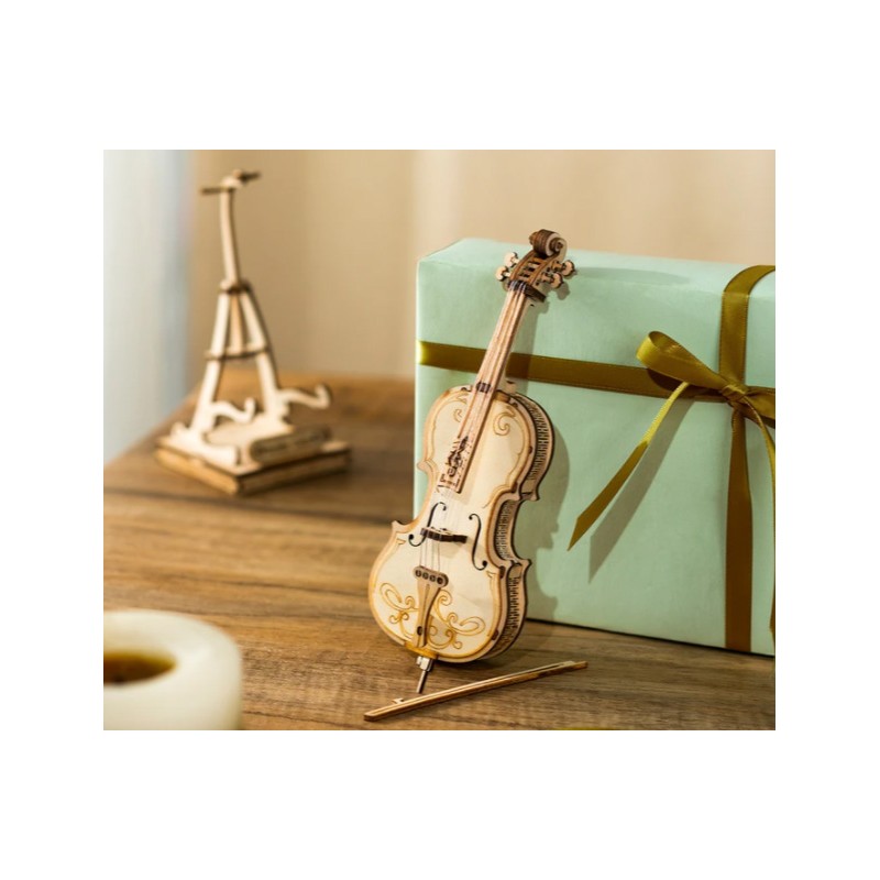 Maquette en bois animée musicale Violoncelle - La Magie des Automates