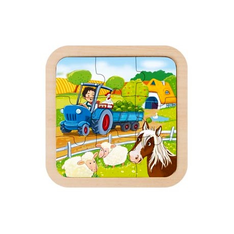 Puzzle cadre enfant en bois ferme 9 pièces