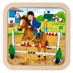 Puzzle cadre enfant en bois cheval 9 pièces