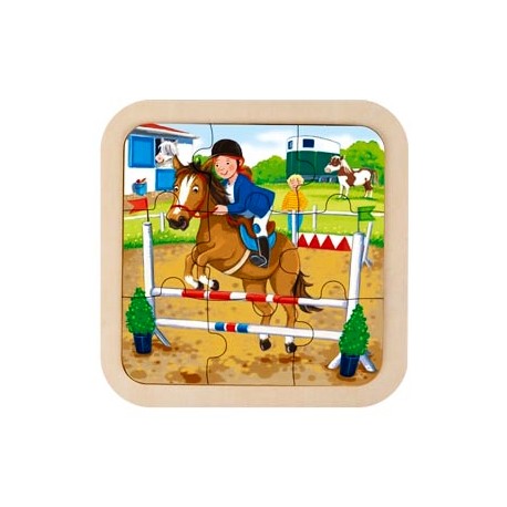 Puzzle cadre enfant en bois cheval 9 pièces