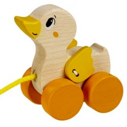 Canard en bois à tirer jaune 9 cm