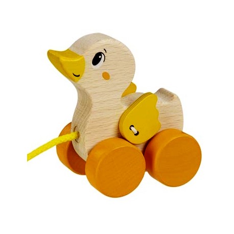 Canard en bois à tirer jaune 10 cm