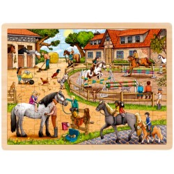 Puzzle cadre enfant en bois centre équestre 96 pièces