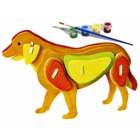 Maquette en bois Chien avec kit de peinture