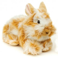 Peluche lapin angora roux blanc 24 cm