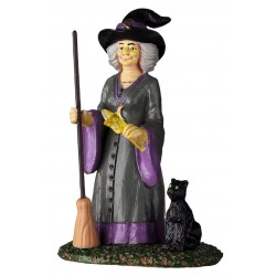 Sorcière chat balai Lemax Halloween