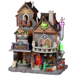 Pharmacie Sorcière lumineuse animée sonore Lemax Halloween