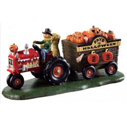 Tracteur épouvantail citrouilles Lemax Halloween