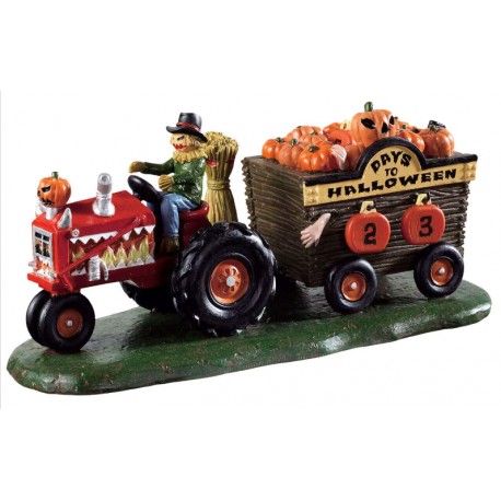 Tracteur épouvantail citrouilles Lemax Halloween