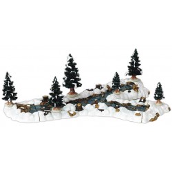 Ruisseau enneigé et sapins Lemax Lot de 10