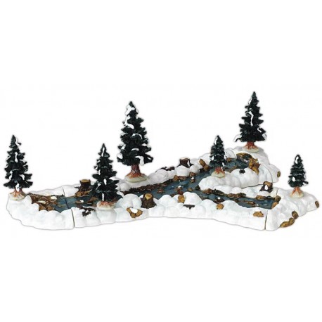 Ruisseau enneigé et sapins Lemax Lot de 10