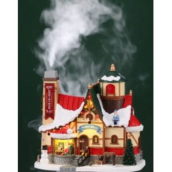Chalet du Père Noël fumant lumineux Lemax Santas wonderland