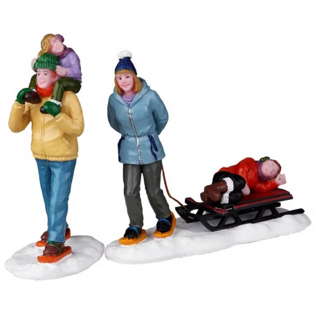 Famille avec luge Lot de 2 Lemax