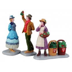 Vendeuse de gui et passants Lot de 3 Lemax
