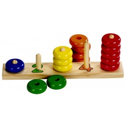 Jeu anneaux colorés en bois à empiler