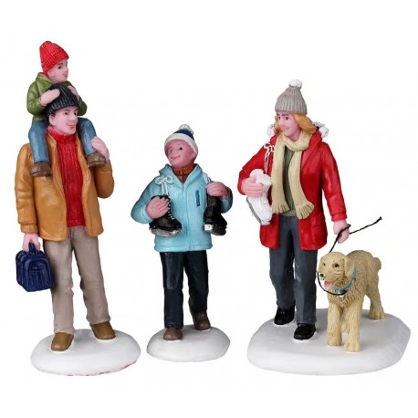 Famille allant patiner Lot de 3 Lemax