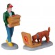 Livreur de pizza et chien Lemax
