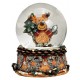 Boule à neige Noël renne sapin résine 9 cm