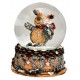Boule à neige Noël renne couronne résine 9 cm