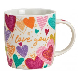 Tasse coeurs I love you porcelaine 34 cl